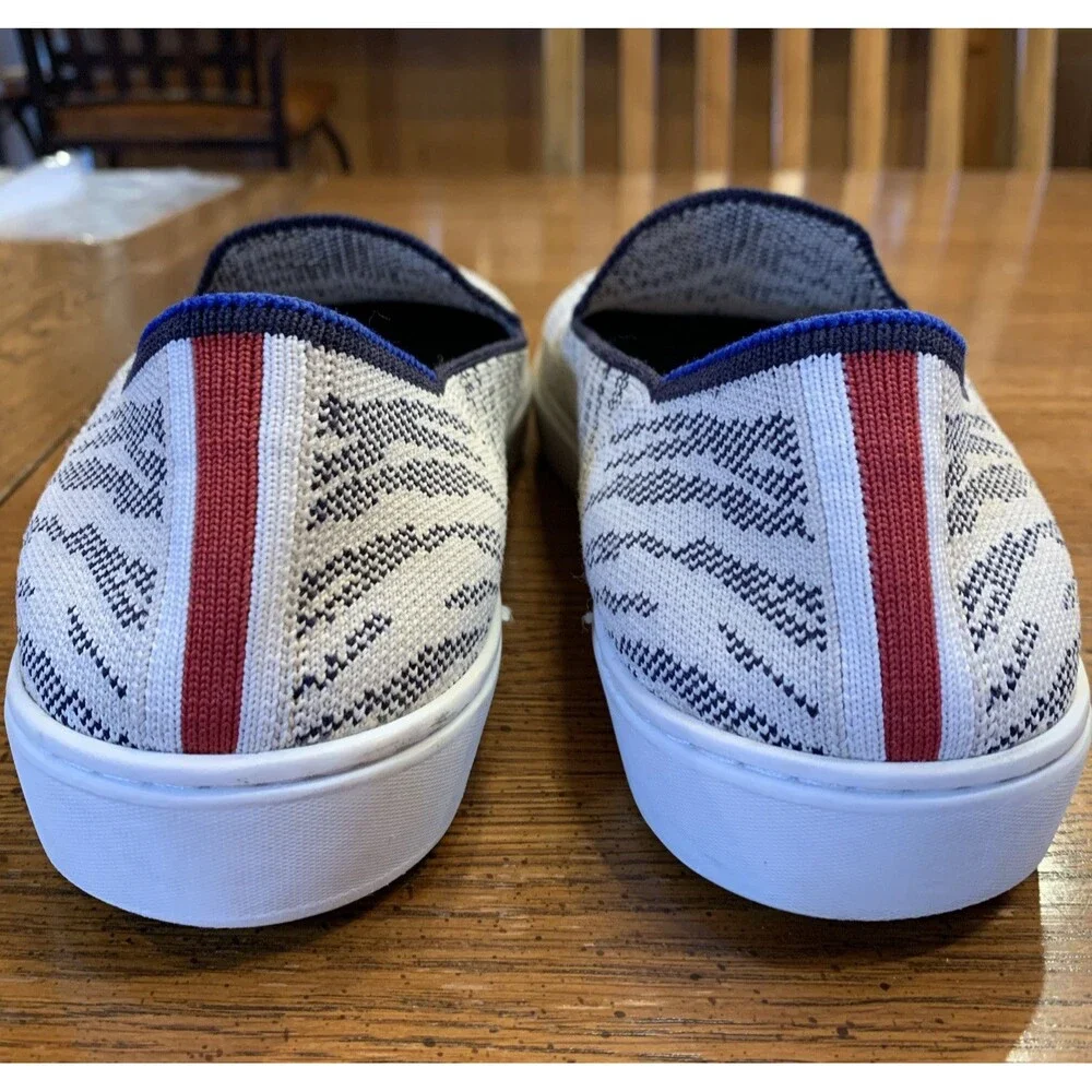 Rothy's Retired Rare Tiger Print Slip On Sneakers Shoes W10/EU 40.5/UK 7.5 Navy